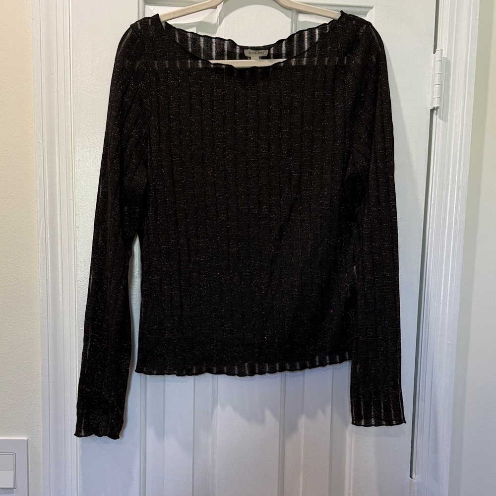 Anthropologie Black Long Sleeve Top